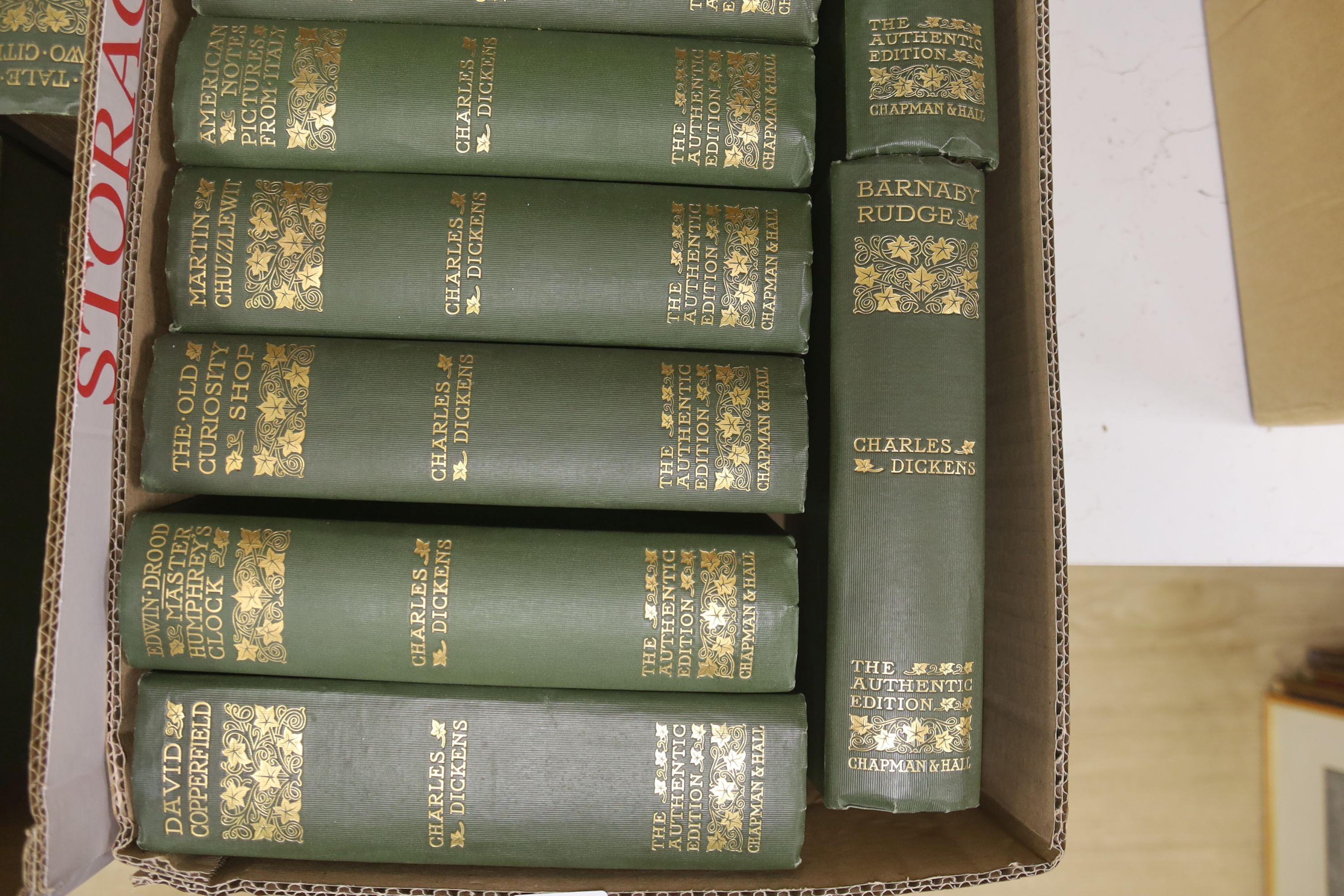 Dickens, Charles - Works, - Authentic Edition, 21 vols, 8vo, green cloth gilt, Chapman and Hall, London, 1901-[06]